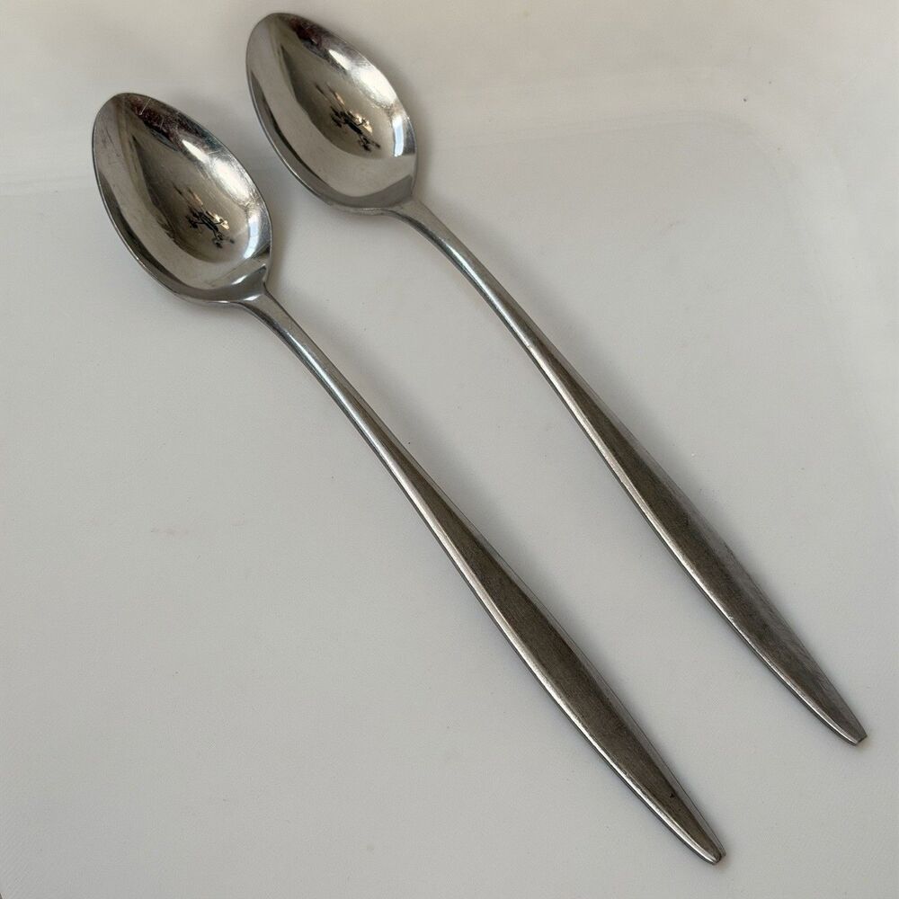 2pc AMC Venice Iced Tea Spoons 7 1/2” Stainless Japan Satin